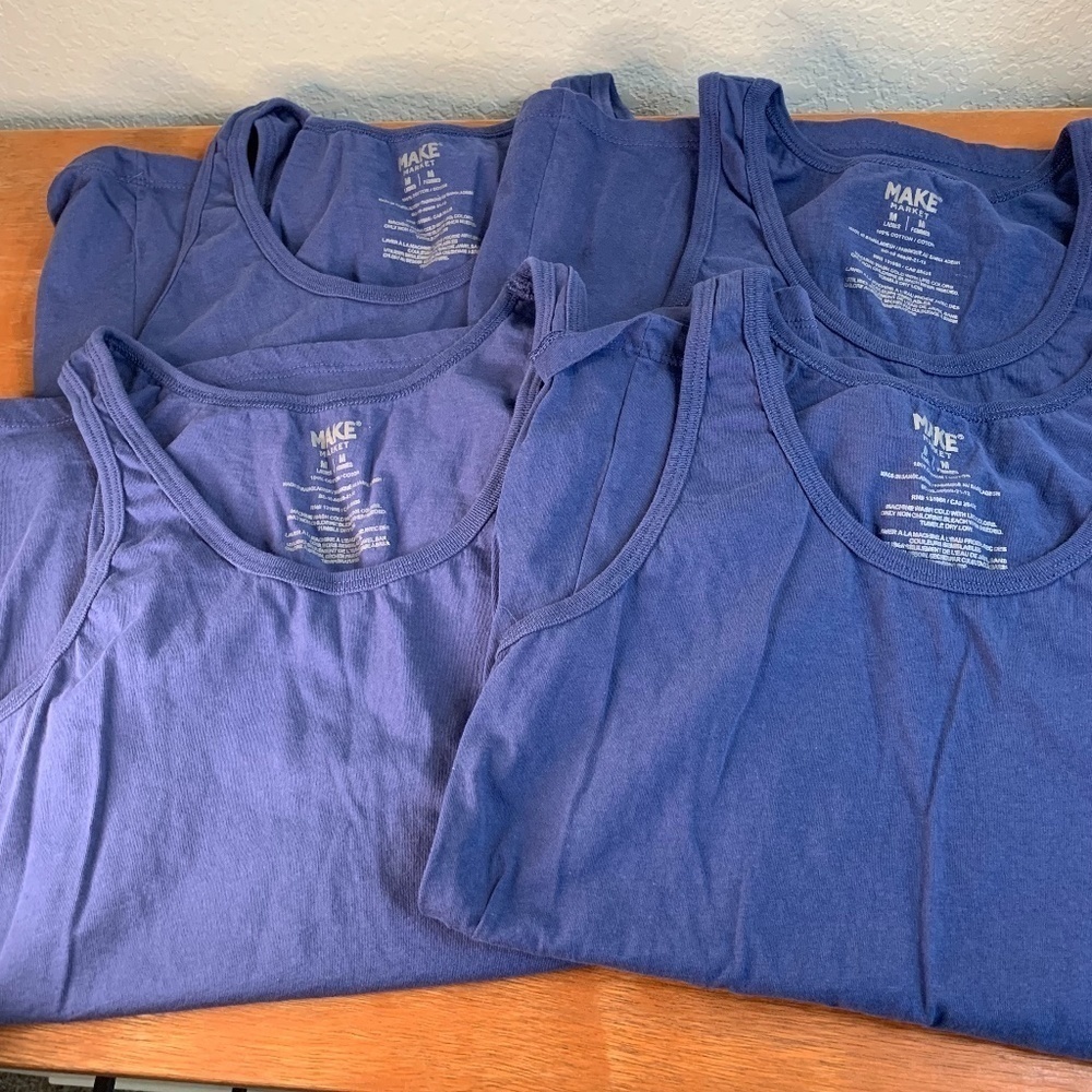 𝅺MAKE Market From Michael's Bundle Of Four Blue Tank Tops Size Medium (1336)